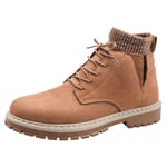 Chukka Boots Men Ankle Boot for High Top Work Boots Suede Leather Lace Up Stitching Elastic Socks Collar Knit Side Cut Anti-Slip Lug Sole (Color : Khaki, Size : 40 EU)
