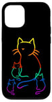 Coque pour iPhone 12/12 Pro Chaton arc-en-ciel famille chat enfant bébé