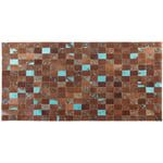 Beliani - Tapis Patchwork 80 x 150 cm en Peau de Vache Marron et Bleu Fait à la Main Aliaga