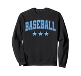 Baseball All Sky Blue Stars Classic Retro Varsity Text Sweatshirt