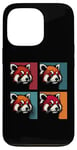 Coque pour iPhone 13 Pro Red Panda Pop Art – Vintage coloré mignon panda rouge amoureux