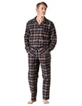 LAPASA Ensemble de Pyjama Homme Chaud & Confortable 100% Flanelle de Coton M95 Ensemble à Carreaux Marron & Gris, XXL