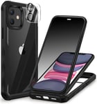 CENHUFO Anti Espion Coque iPhone 11, avec Protection écran Verre Trempé Anti Espion et Protecteur Caméra [9H HD] 360° Antichoc Téléphone Housse Double Face Case Intégrale Etui Transparente - Noir