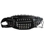 Sexy Rivets Vyötäröpakkaukset Fanny Pack Travel Cashier Belt Bag Naiset Hip-hop Rock Punk-Musta laukku