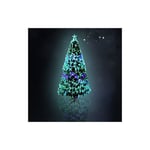 Sapin de Noël artificiel 120 cm avec 120 led sapin de Noël vert en pvc décoration de sapin de Noël avec support en métal - aiguille de pin colorée