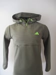 adidas golf texture hooded anorak olive green/yellow uk size small