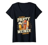 Womens It's Not A Party Until The Weiner Comes out V-Neck T-Shirt