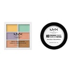 NYX Professional Makeup Palette Couleur et Correction, 6 Teintes Faciles à Estomper & Poudre de Finition Compacte Perfectrice de Teint High Definition, Contrôle de la Brillance, Teinte : Translucide