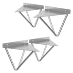 4x Support Etagere d'angle triangle en métal gris avec vis 160 mm