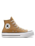 Converse Womens Lift Hi Top Trainers - Brown, Brown, Size 3, Women
