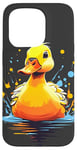 iPhone 15 Pro Yellow Duck Swimming on Pond Case