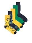 Jack & Jones Men's JACPARADISE Socks 5 Pack, Solar Power/Pack:Navy Blazer-Lush Meadow-Navy Blazer-Solar Power, One Size