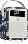 Monty Radio Dab Plus/Dab avec Bluetooth, FM et Radio Réveil Fonction - Alimentée par Secteur et Batterie Radio Portable avec Antenne, Prise Casque et Port USB - Laura Ashley Elveden Marine