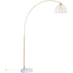 Qazqa - arc - Lampadaire avec Abat-Jour - 1 lumière - h 170 cm - Doré/Laiton - Moderne - éclairage intérieur - Salon i Chambre - Doré/Laiton