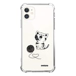 Evetane - Coque Silicone Compatible avec iPhone 11 - Protection Souple et Renforcée - Coins Antichocs - Fine et Transparente - Coque Arrière - Chat et Laine