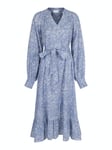 June S Stencil Flower Dress - Dusty Blue