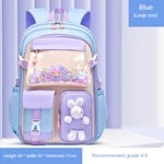 Grundskoleväska Skolväska för tjejer Lätt ryggsäck för barn Kawaii vattentät skolväska Blue large