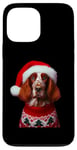 Coque pour iPhone 13 Pro Max Rouge irlandais et blanc avec bonnet de Père Noël pour amoureux des propriétaires de chiens