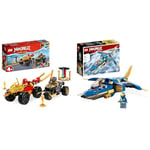 LEGO 71789 NINJAGO Kai and Ras's Car and Bike Battle Set, Ninja Racing Toy & 71784 NINJAGO Jayâ€™s Lightning Jet EVO, Upgradable Toy Plane, Ninja Airplane Building Set