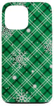 iPhone 13 Pro Max Snowflakes Green Plaid Winter Christmas Pattern Case