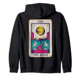 The Moon XVIII Occult Vintage Wolf Moon Tarot Card Zip Hoodie