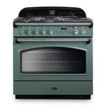 Rangemaster CLAS90FXDFFMG/C 90cm Classic FX 90 Dual Fuel Mineral Green Range Cooker With Chrome Trim