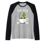 Tea Rex T-Rex Tea Lover Dinosaur Pun Joke Raglan Baseball Tee