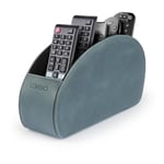 LONDO Remote Control Holder with 5 Pockets - Store DVD, Blu-Ray, TV, Roku or Apple TV Remotes - Real Leather with Suede Lining - Slim, Compact Living or Bedroom Storage