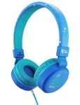 Planet Buddies Kids Headphones, Volume Safe Foldable Wired Earphones, On Ear Headphones for Kids, Ideal for Travel and School, works with Computer, Phone, Tablet and Kindle - Blue Whale