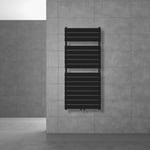 Luxebath - Radiateur de Salle de Bain Design Plat, 600 x 1200 mm, Noir Mar, Raccord Central 50 mm, Monocouche, Vertical, Radiateur Design