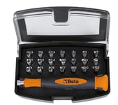 Beta - 1256/C21-1 Microtournevis professionnel ensemble complet avec 21 inserts interchangeables de 4 mm et poignée, taille 99 mm, noir/orange