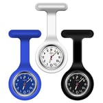 Vicloon Montre à Gousset D'infirmière,3pcs Infirmière Montre Broche en Silicone avec Broche pour Infirmières et à Tout Autre Professionnel de la Santé