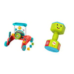 Fisher-Price 2-Sided Steady Speed Walker - UK English Edition, Interactive car-Themed Baby Walking Toy with Activities and Learning Songs & Laugh & Learn Countin' Reps Dumbbell, Multicolor