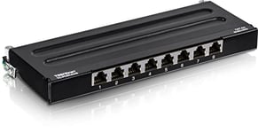 TRENDnet TC-P08C6AS Panneau de brassage blindé Cat6A à 8 ports, prêt pour le montage mural, compatible 10G, Cat5e, Cat6, Cat6A, étiquetage à code couleur pour le câblage T568A et T568B