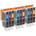 9 C/M/Y Ink Cartridges to replace Canon CLI-521 non-OEM / Compatible for PIXMA