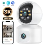 6MP Wifi IP Camera Dual Lens Dual Screen Baby Monitor Home Security Camera PTZ A