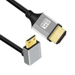 Câble Hdmi 2.1, Hdmi Mâle Vers Micro Hdmi Mâle Coudé À 90 Degrés Vers Le Haut, 8K @ 60 Hz, 4K @ 120 Hz, 48 Gbit/S, Câble Plaqué Or Ultra Haut Débit De 0,5 M Pour Tv, Moniteur, Ordi[YIN141336]