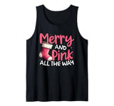 Merry and Pink all the way Christmas in Pink Festive Holiday Tank Top