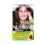 Garnier Nutrisse Permanent Hair Dye, Natural-looking, hair colour result, For All Hair Types, 4 Dark Brown