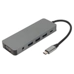 USB C -keskitin 11 in 1 USB C - 3 USB3.0 HD 4K VGA Gigabit RJ45 PD Latausharmaa USB-jakaja näppäimistöhiirelle