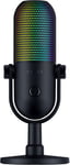 Seiren V3 Chroma - Microphone Usb Rgb Avec Tap-To-Mute (Un Éclairage Qui Réagit Au Stream Et Au Jeu, Micro Électrostatique Supercardioïde, Limiteur De Gain Numérique Et Absorbeur De Choc) Noir