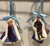 (X) Pair Of Disney Frozen Christmas Tree Decorations Anna & Elsa Kristoff BNWT