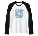 The Smurfs Vintage Watercolor Portraits Mashup Raglan Baseball Tee