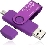 Clé Usb 32 Go, 2 En 1 Otg Usb Mémoire Stick, Pivotant U Disque Avec Port Micro Usb Pour Smartphone Android, Tablette Et Ordinateur (Violet)