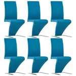 vidaXL spisebordsstole 6 stk. zigzagform kunstlæder blå