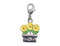 INNSPIRO Pendentif métallique NICE CHARMS 3 fleurs orange et jaune avec mousqueton 16x20mm. 25u., 10x14mm., Métal, Pas de gemme