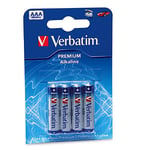 VERBATIM Piles alcalines AAA Premium I 1,5V I AAA-LR03 Micro I Batteries-AAA I Batteries pour lecteur MP3, appareil photo, télécommande, rasoir et autres I Premium pile alcaline I 4 pièces