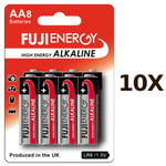 10X FUJI ENERGY AA Alkaline Battery High Energy Batteries, 8 Batteries in a Pack