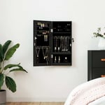 Armoire � bijoux avec miroir murale noir 30x8,5x67 cm