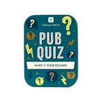 Talking Tables Pub Quiz Travel Game, Pocket Size General Knowledge Trivia for the Family to Play on a Journey or at Home Packed in a Giftable Tin Case, Secret Santa or Stocking Filler